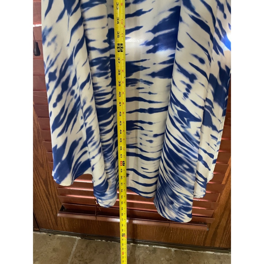 Habitual Blue White Ikat Strapless Popover Maxi Dress Size M Side Slit Summer - Picture 5 of 8